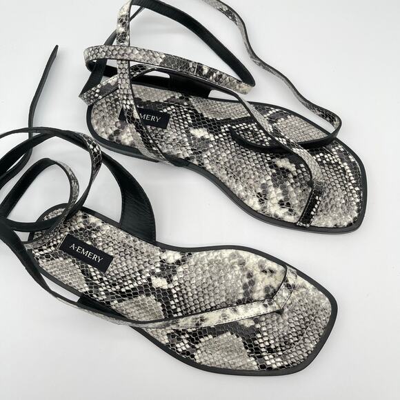 A.EMERY | Heidi Sandal in Eggshell Snake Print Ankle Wrap IT 38 / US 8 - Picture 4 of 12